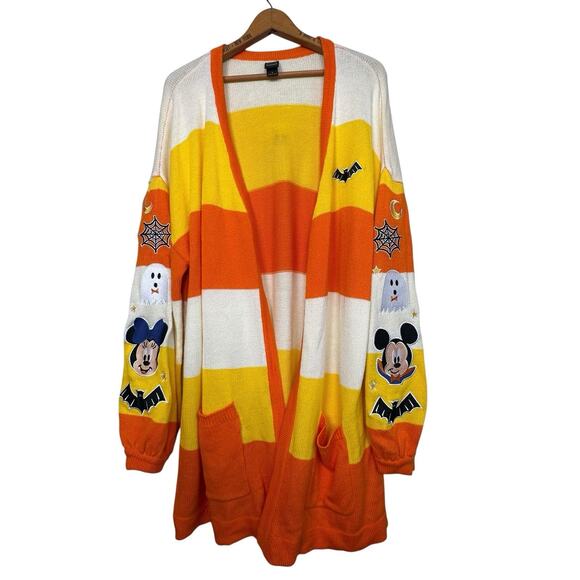 Disney Her Universe Halloween Candy Corn Cardigan Mickey & Minnie Size 2 (18-20) - Picture 4 of 16